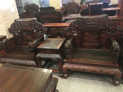新款紅木家具 大紅酸枝麒麟96沙發(fā)十三件套的工藝與價(jià)值